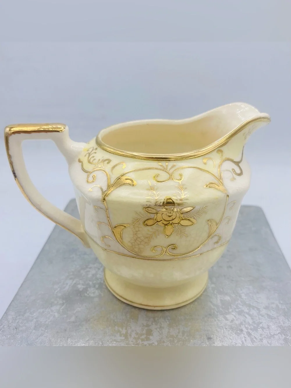 Antique Hand Painted Moriyama Mori-Machi Porcelain Creamer Gold Trim Japan